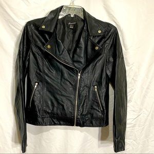 Black pleather jacket punk rock emo vegan leather M/L
